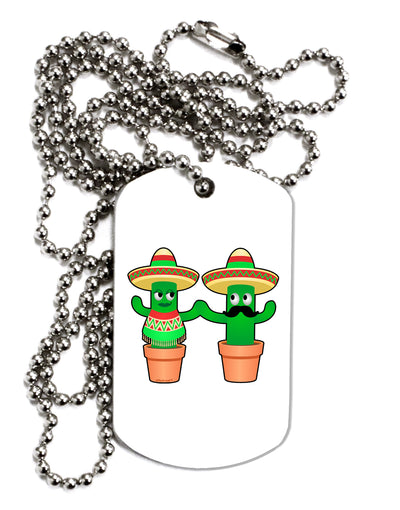 Fiesta Cactus Couple Adult Dog Tag Chain Necklace by TooLoud-Dog Tag Necklace-TooLoud-1 Piece-Davson Sales