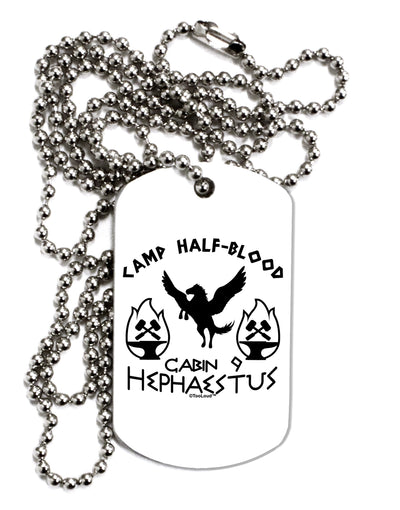 Cabin 9 Hephaestus Half Blood Adult Dog Tag Chain Necklace by TooLoud-Dog Tag Necklace-TooLoud-White-Davson Sales