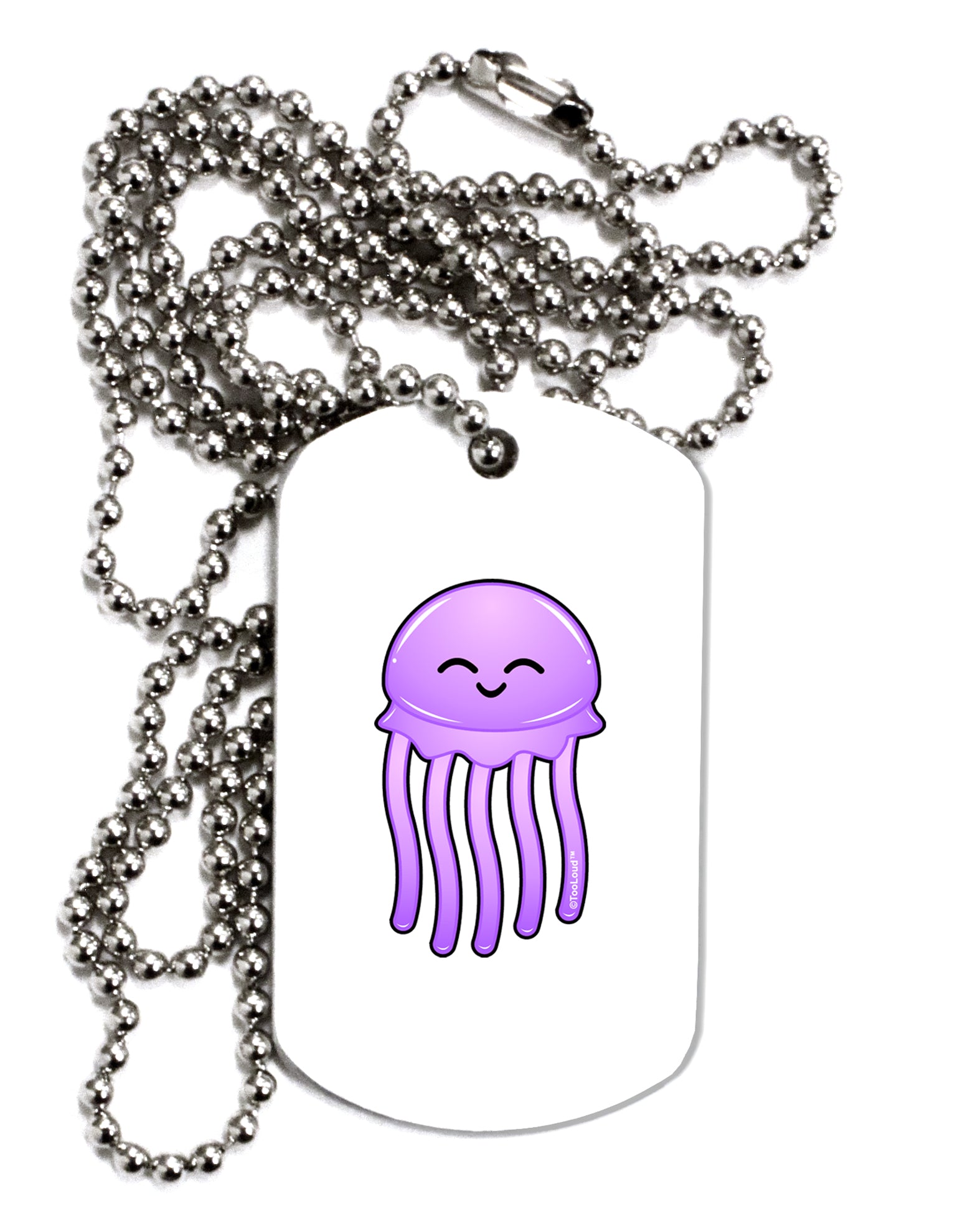 Cute Jellyfish Adult Dog Tag Chain Necklace by TooLoud-Dog Tag Necklace-TooLoud-White-Davson Sales