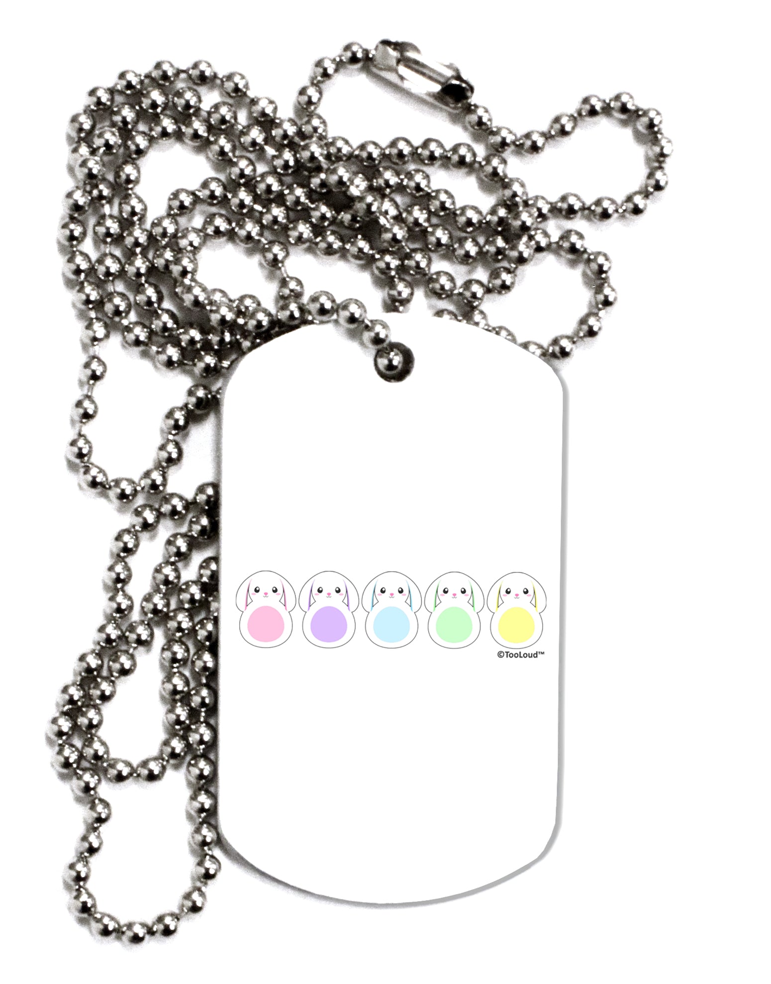 Cute Pastel Bunnies Adult Dog Tag Chain Necklace by TooLoud-Dog Tag Necklace-TooLoud-White-Davson Sales
