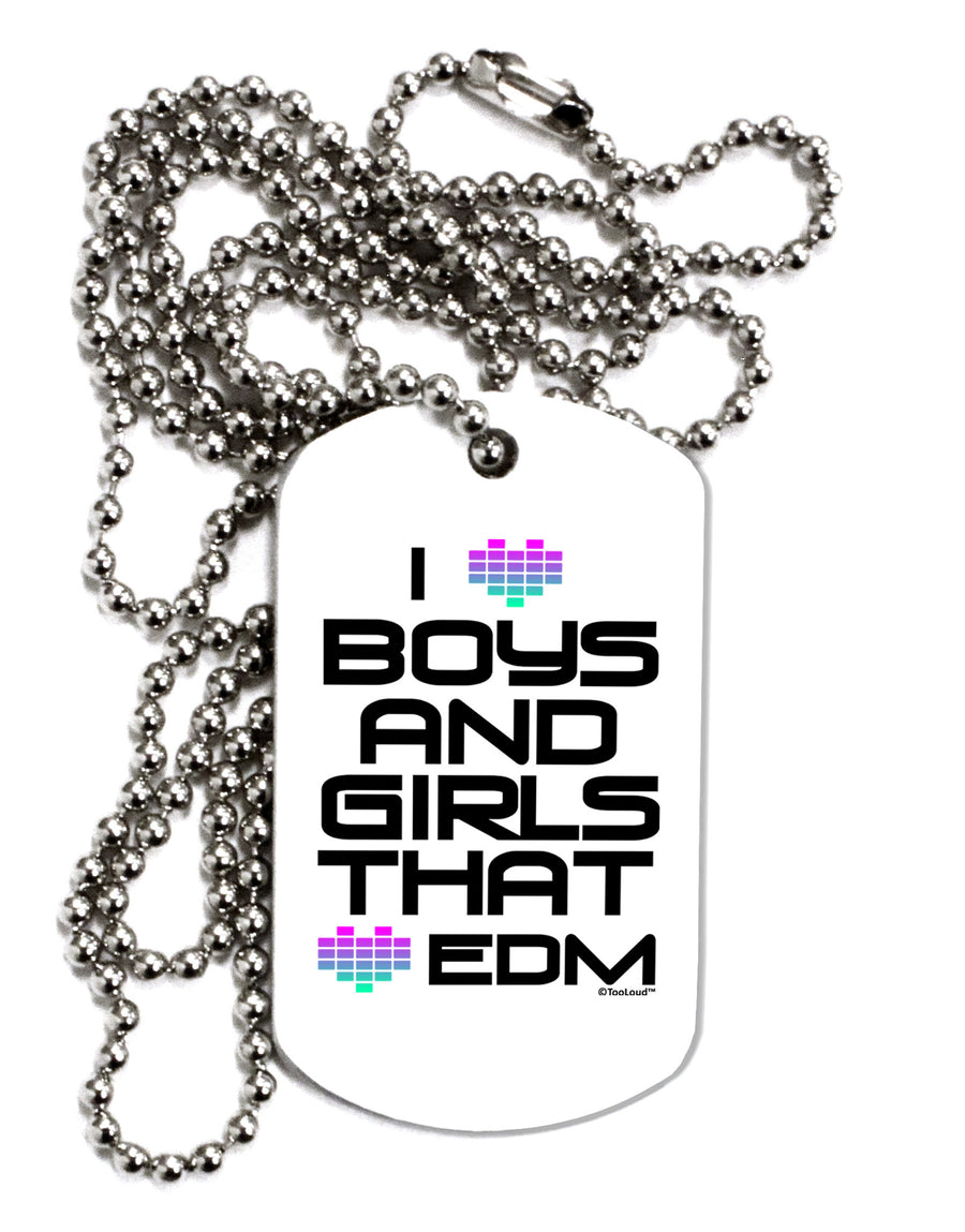 I Heart Boys and Girls That Heart EDM Adult Dog Tag Chain Necklace-Dog Tag Necklace-TooLoud-White-Davson Sales