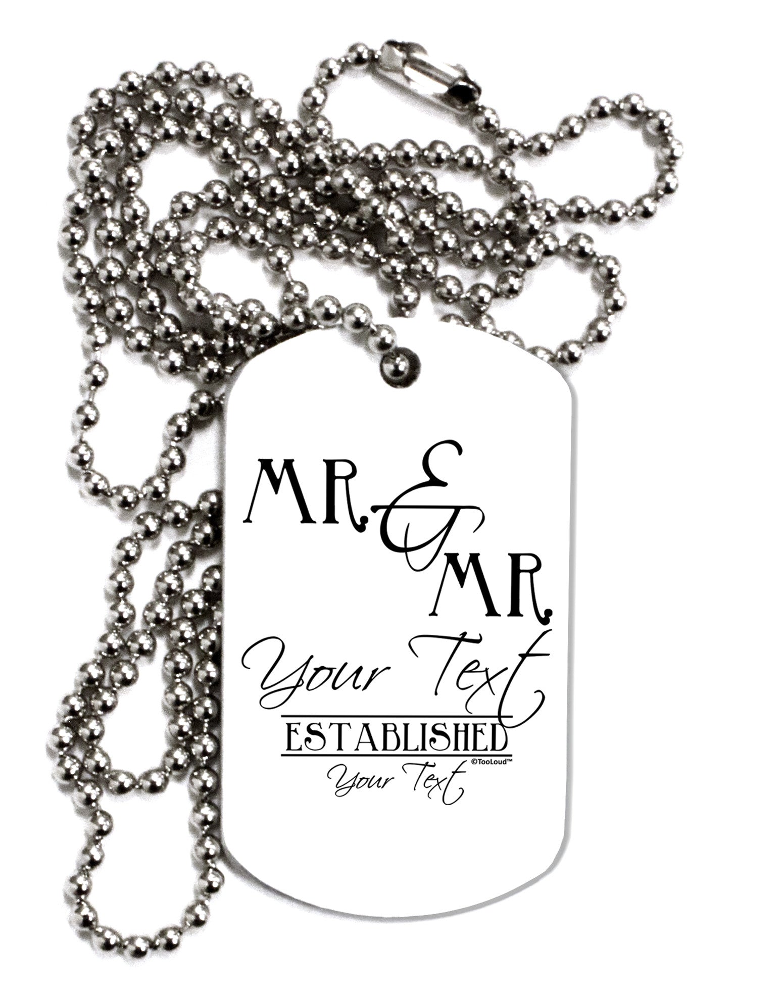 Personalized Mr and Mr -Name- Established -Date- Design Adult Dog Tag Chain Necklace-Dog Tag Necklace-TooLoud-White-Davson Sales