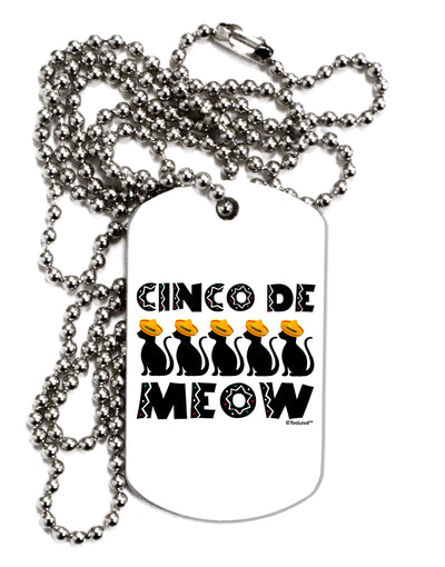 Five Cats - Cinco de Meow Adult Dog Tag Chain Necklace by TooLoud-Dog Tag Necklace-TooLoud-White-Davson Sales