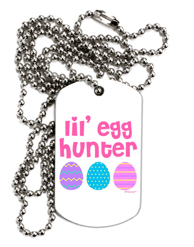 Lil' Egg Hunter - Easter - Pink Adult Dog Tag Chain Necklace by TooLoud-Dog Tag Necklace-TooLoud-White-Davson Sales