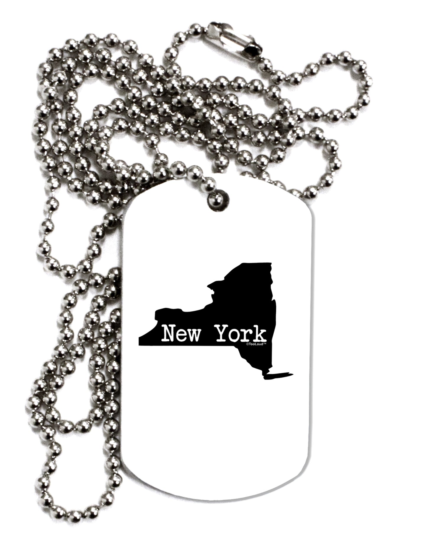 New York - United States Shape Adult Dog Tag Chain Necklace by TooLoud-Dog Tag Necklace-TooLoud-White-Davson Sales