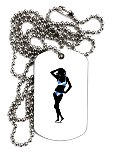 Stripes Bikini Shadow Adult Dog Tag Chain Necklace by TooLoud-Dog Tag Necklace-TooLoud-White-Davson Sales