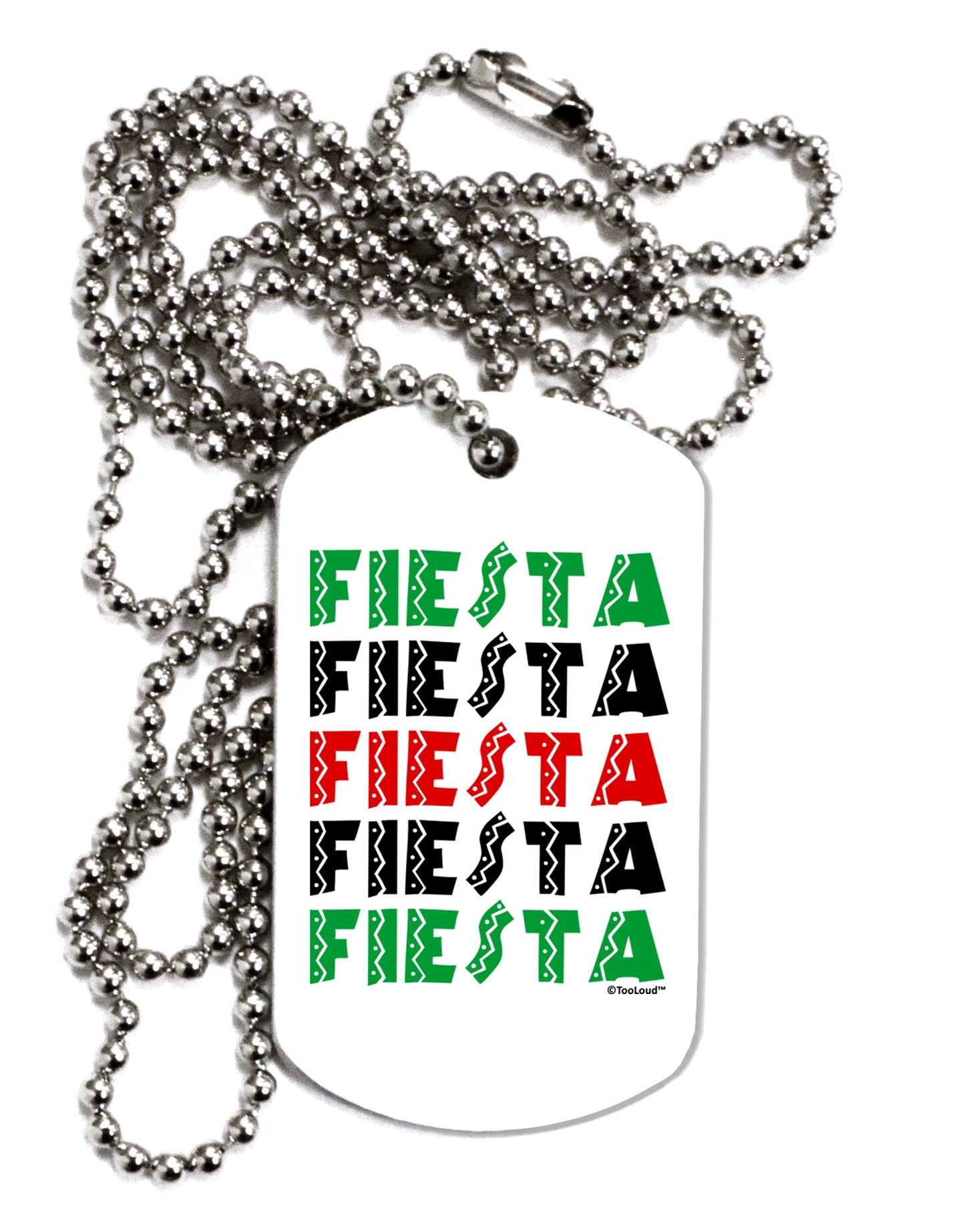 Cinco Fiestas Adult Dog Tag Chain Necklace by TooLoud-Dog Tag Necklace-TooLoud-White-Davson Sales