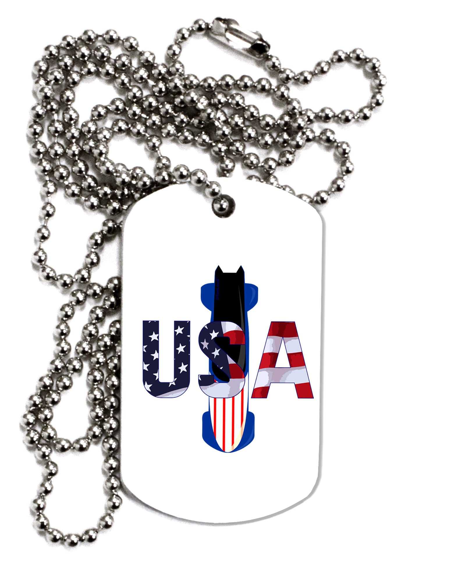 USA Bobsled Adult Dog Tag Chain Necklace by TooLoud-TooLoud-1 Piece-Davson Sales