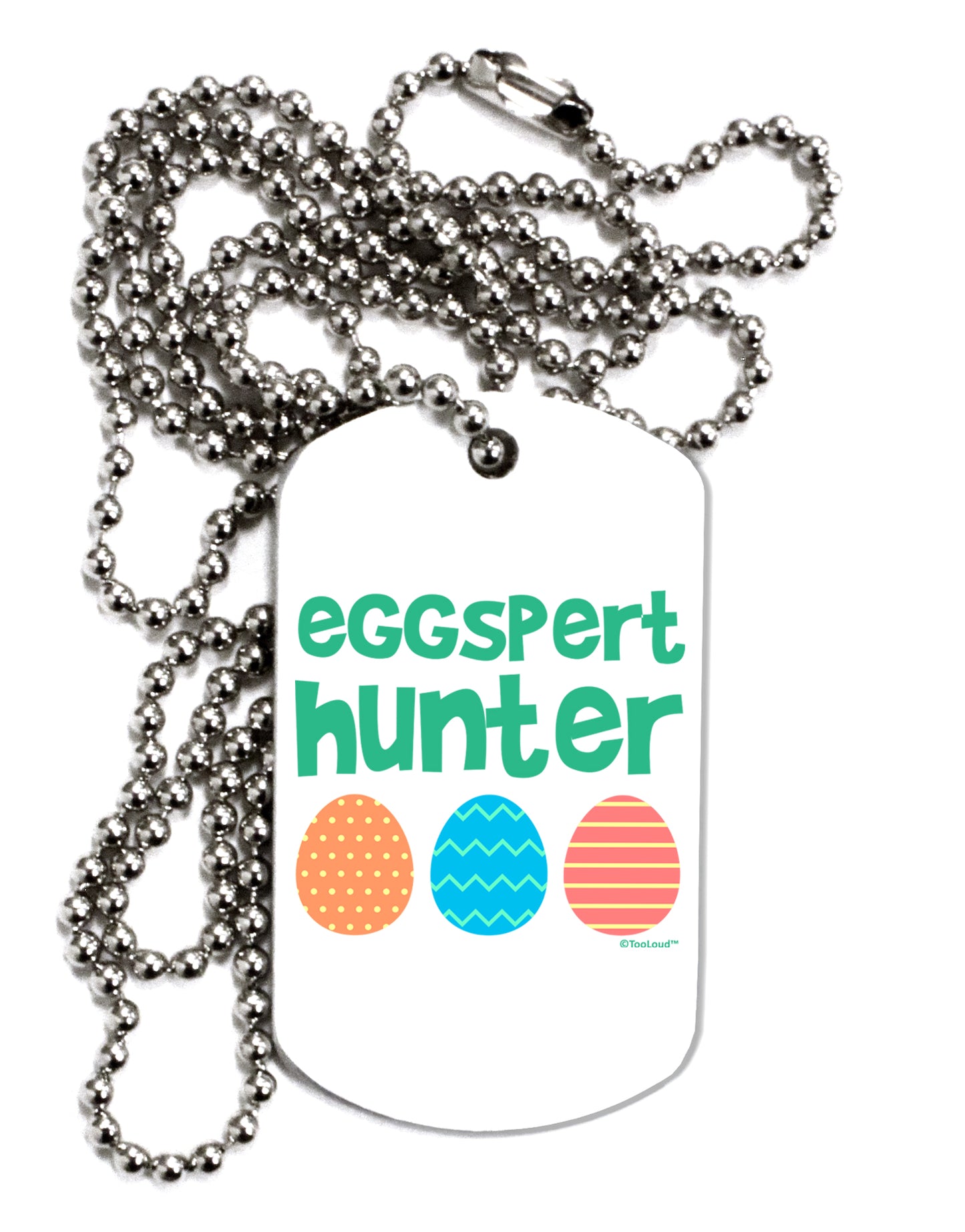 Eggspert Hunter - Easter - Green Adult Dog Tag Chain Necklace by TooLoud-Dog Tag Necklace-TooLoud-White-Davson Sales