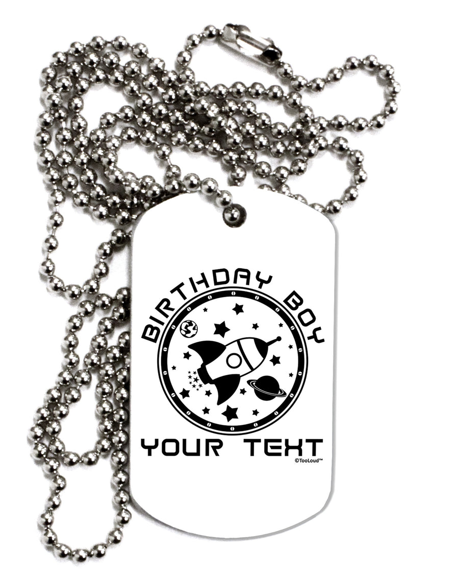 Personalized Birthday Boy Space with Customizable Name Adult Dog Tag Chain Necklace-Dog Tag Necklace-TooLoud-White-Davson Sales