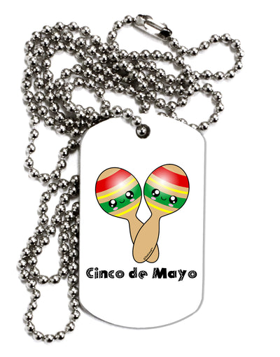 Cute Maracas Design - Cinco de Mayo Adult Dog Tag Chain Necklace by TooLoud-Dog Tag Necklace-TooLoud-White-Davson Sales