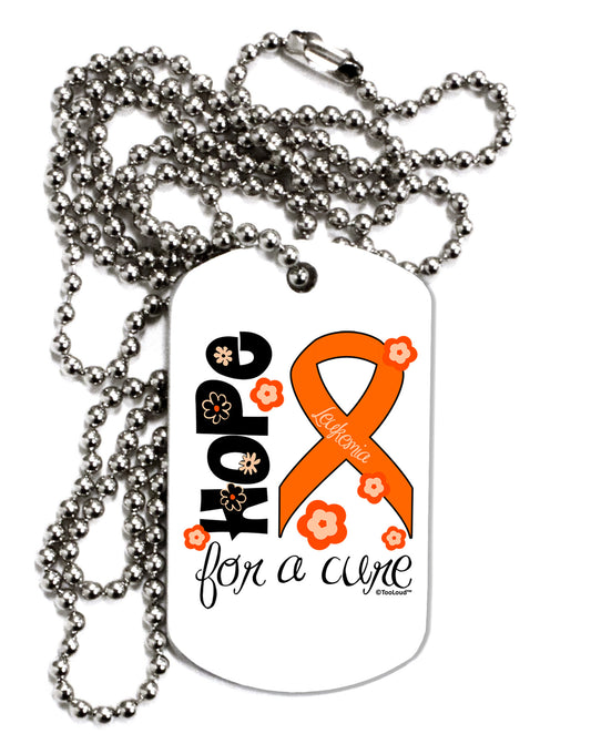 Hope for a Cure - Orange Ribbon Leukemia - Flowers Adult Dog Tag Chain Necklace-Dog Tag Necklace-TooLoud-White-Davson Sales
