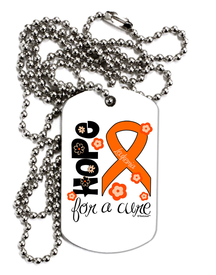 Hope for a Cure - Orange Ribbon Leukemia - Flowers Adult Dog Tag Chain Necklace-Dog Tag Necklace-TooLoud-White-Davson Sales