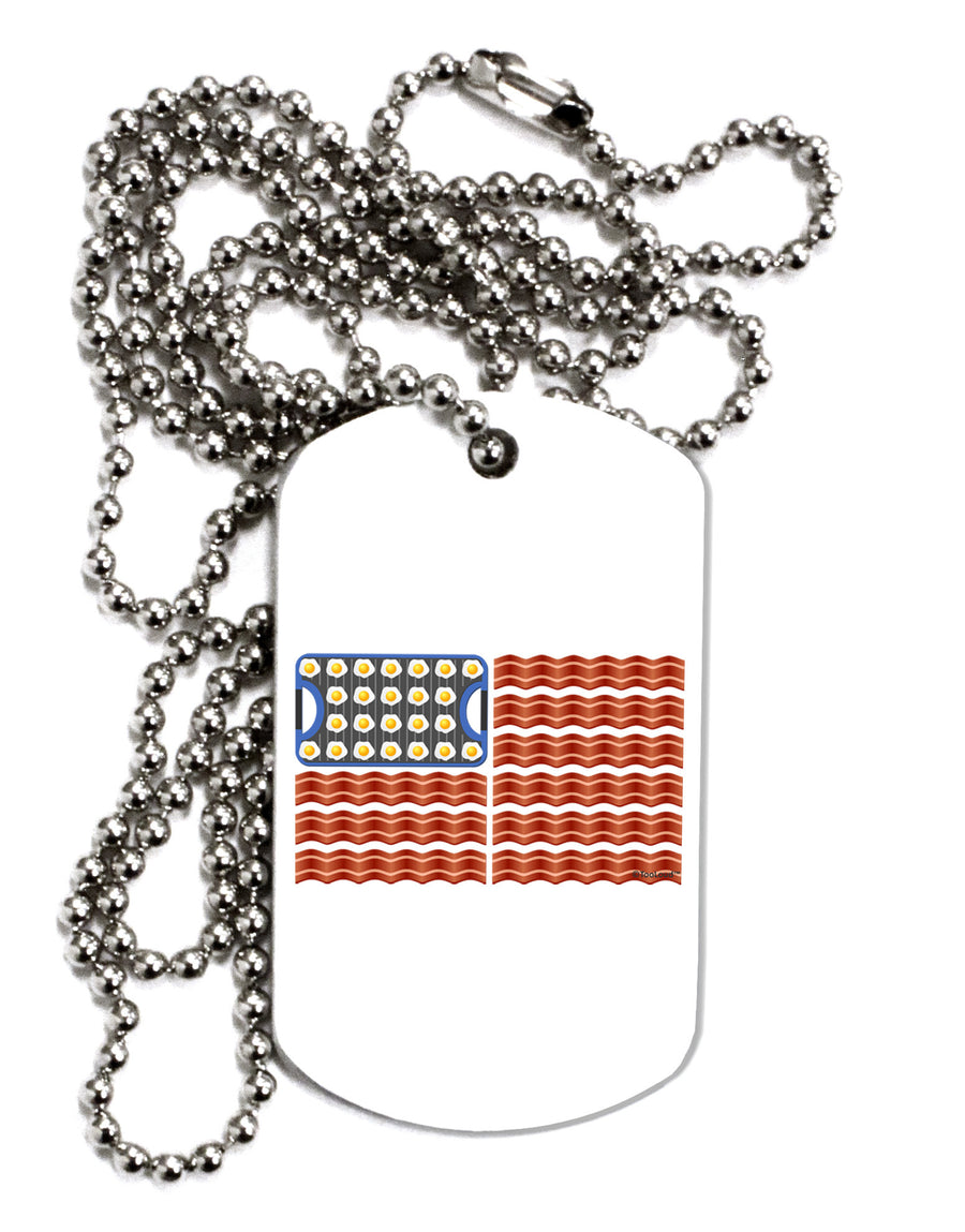 American Breakfast Flag - Bacon and Eggs Adult Dog Tag Chain Necklace-Dog Tag Necklace-TooLoud-White-Davson Sales