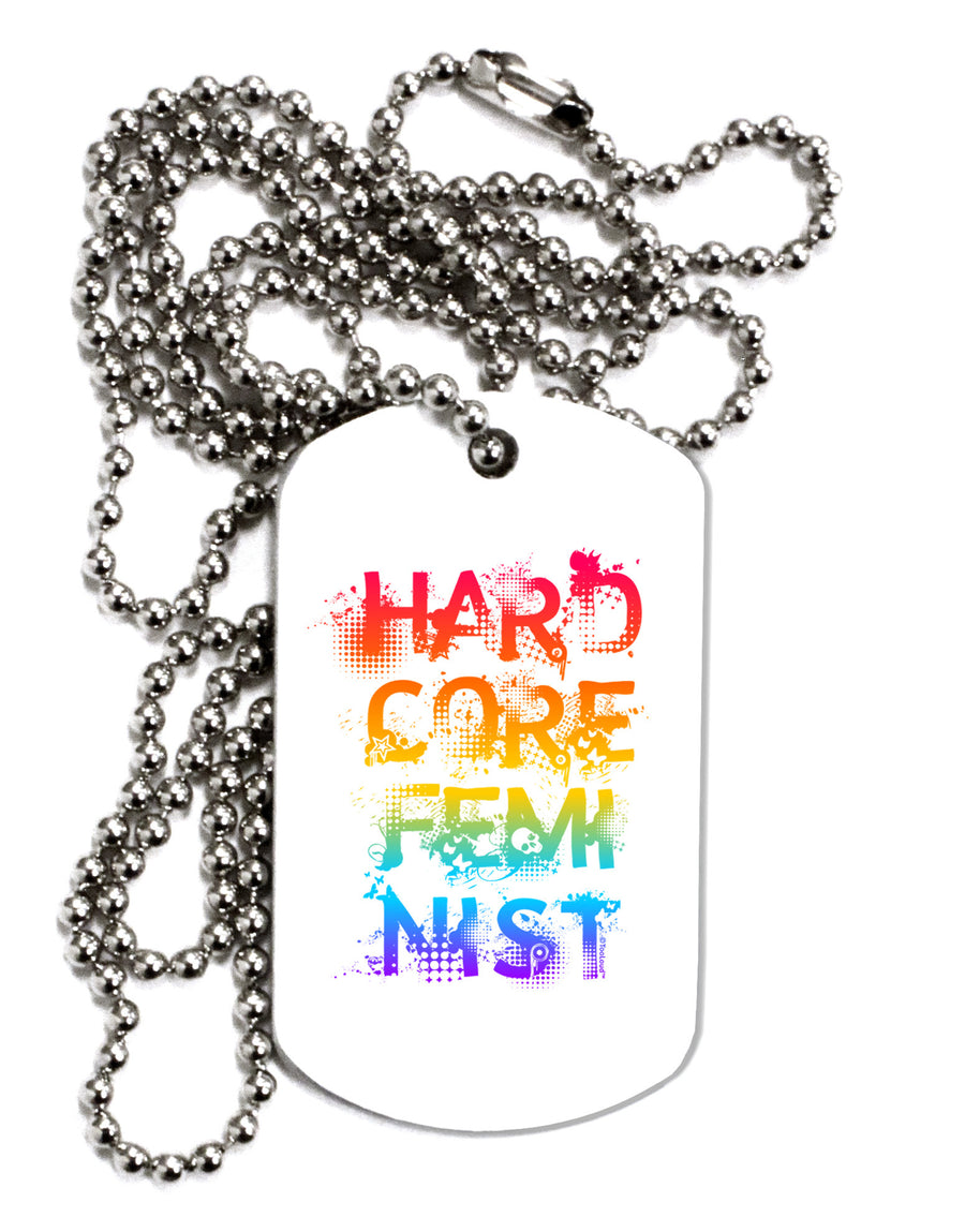 Hardcore Feminist - Rainbow Adult Dog Tag Chain Necklace-Dog Tag Necklace-TooLoud-White-Davson Sales