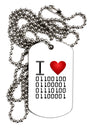 I Heart Binary Data Adult Dog Tag Chain Necklace-Dog Tag Necklace-TooLoud-1 Piece-Davson Sales