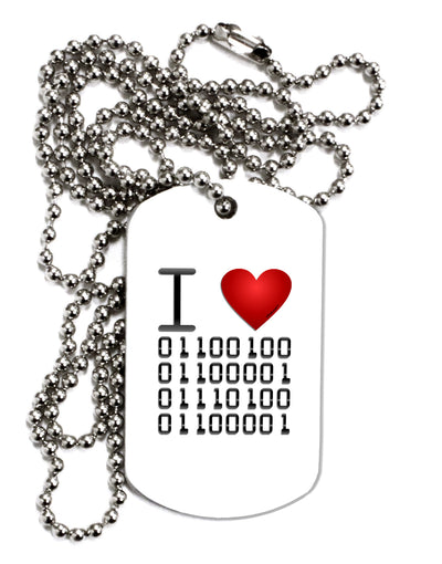 I Heart Binary Data Adult Dog Tag Chain Necklace-Dog Tag Necklace-TooLoud-1 Piece-Davson Sales