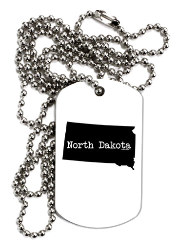 North Dakota - United States Shape Adult Dog Tag Chain Necklace by TooLoud-Dog Tag Necklace-TooLoud-White-Davson Sales