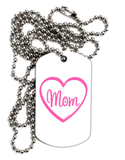 Mom Heart Design - Pink Adult Dog Tag Chain Necklace by TooLoud-Dog Tag Necklace-TooLoud-White-Davson Sales