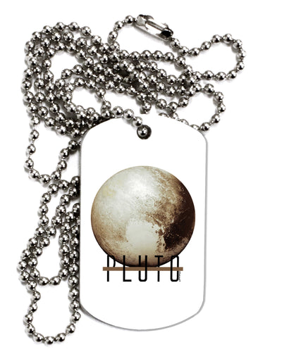 Planet Pluto Text Adult Dog Tag Chain Necklace by TooLoud-Dog Tag Necklace-TooLoud-1 Piece-Davson Sales