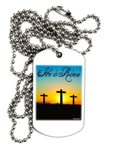 Three Crosses Sunrise - He Is Risen Adult Dog Tag Chain Necklace by TooLoud-Dog Tag Necklace-TooLoud-White-Davson Sales