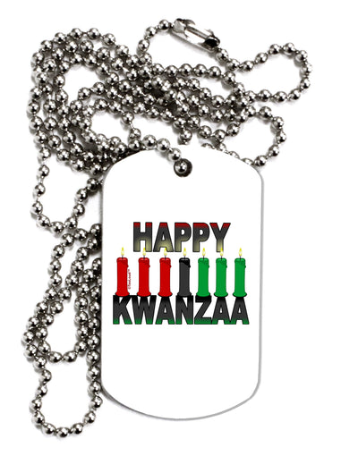 Happy Kwanzaa Candles Adult Dog Tag Chain Necklace-Dog Tag Necklace-TooLoud-1 Piece-Davson Sales