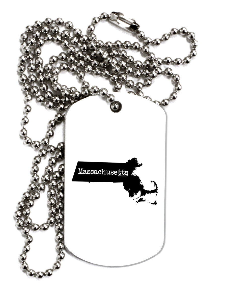 Massachusetts - United States Shape Adult Dog Tag Chain Necklace-Dog Tag Necklace-TooLoud-White-Davson Sales