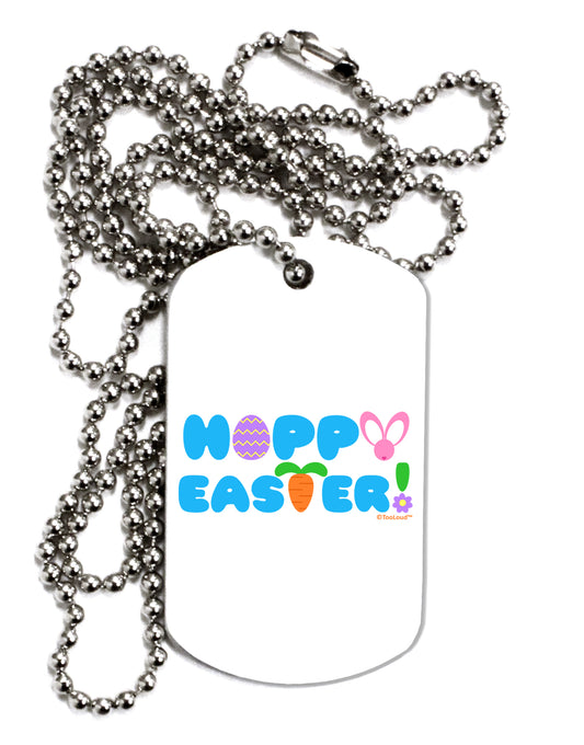 Cute Decorative Hoppy Easter Design Adult Dog Tag Chain Necklace by TooLoud-Dog Tag Necklace-TooLoud-White-Davson Sales
