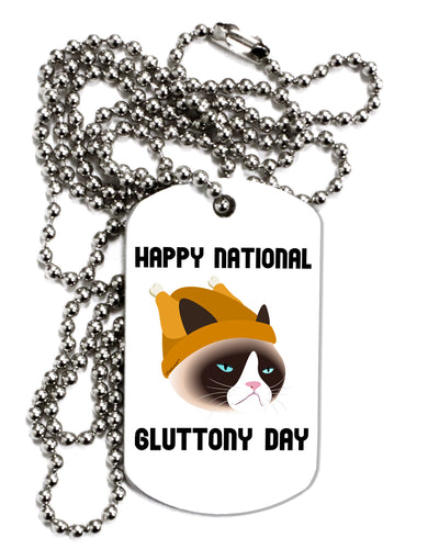 Gluttony Day Disgruntled Cat Adult Dog Tag Chain Necklace by TooLoud-Dog Tag Necklace-TooLoud-1 Piece-Davson Sales