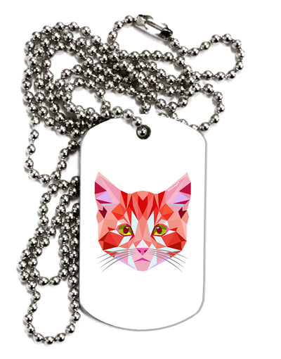 Geometric Kitty Red Adult Dog Tag Chain Necklace-Dog Tag Necklace-TooLoud-1 Piece-Davson Sales