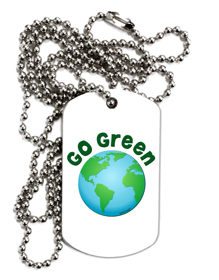 Go Green - Planet Earth Adult Dog Tag Chain Necklace-Dog Tag Necklace-TooLoud-White-Davson Sales