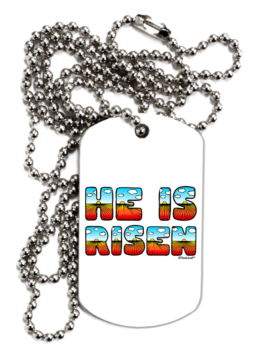 He Is Risen - Easter - Sunrise Letters Adult Dog Tag Chain Necklace by TooLoud-Dog Tag Necklace-TooLoud-White-Davson Sales