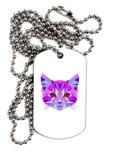 Geometric Kitty Purple Adult Dog Tag Chain Necklace-Dog Tag Necklace-TooLoud-1 Piece-Davson Sales