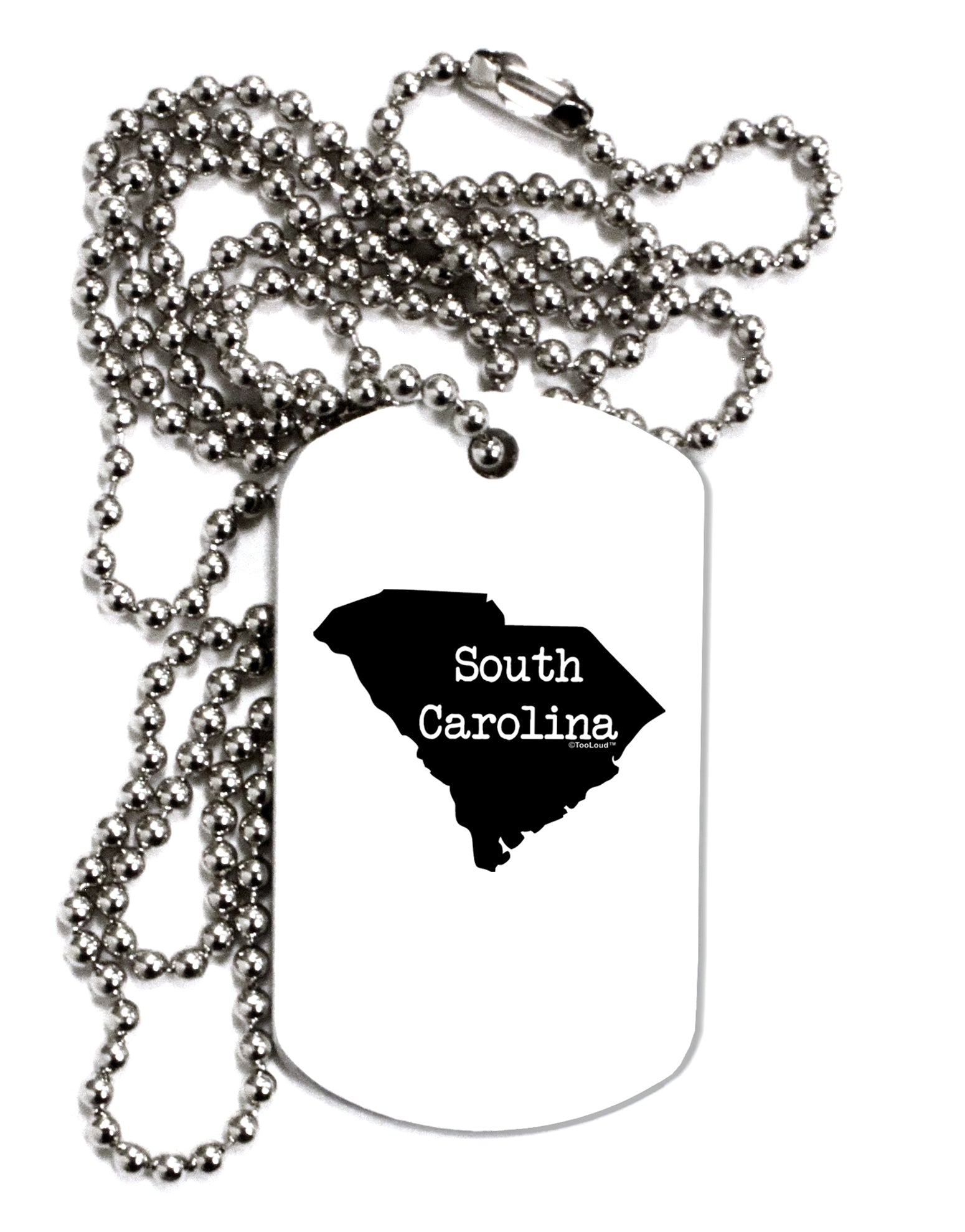 South Carolina - United States Shape Adult Dog Tag Chain Necklace by TooLoud-Dog Tag Necklace-TooLoud-White-Davson Sales