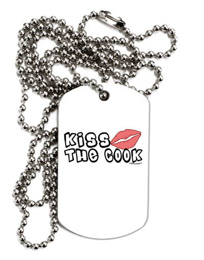 Kiss the Cook With Lips Adult Dog Tag Chain Necklace by TooLoud-Dog Tag Necklace-TooLoud-White-Davson Sales