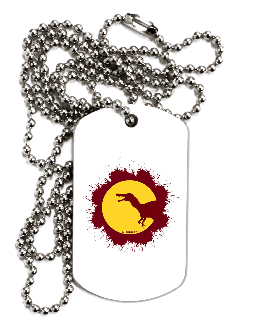 Dinosaur Silhouette Splatter Design Adult Dog Tag Chain Necklace by TooLoud-Dog Tag Necklace-TooLoud-White-Davson Sales