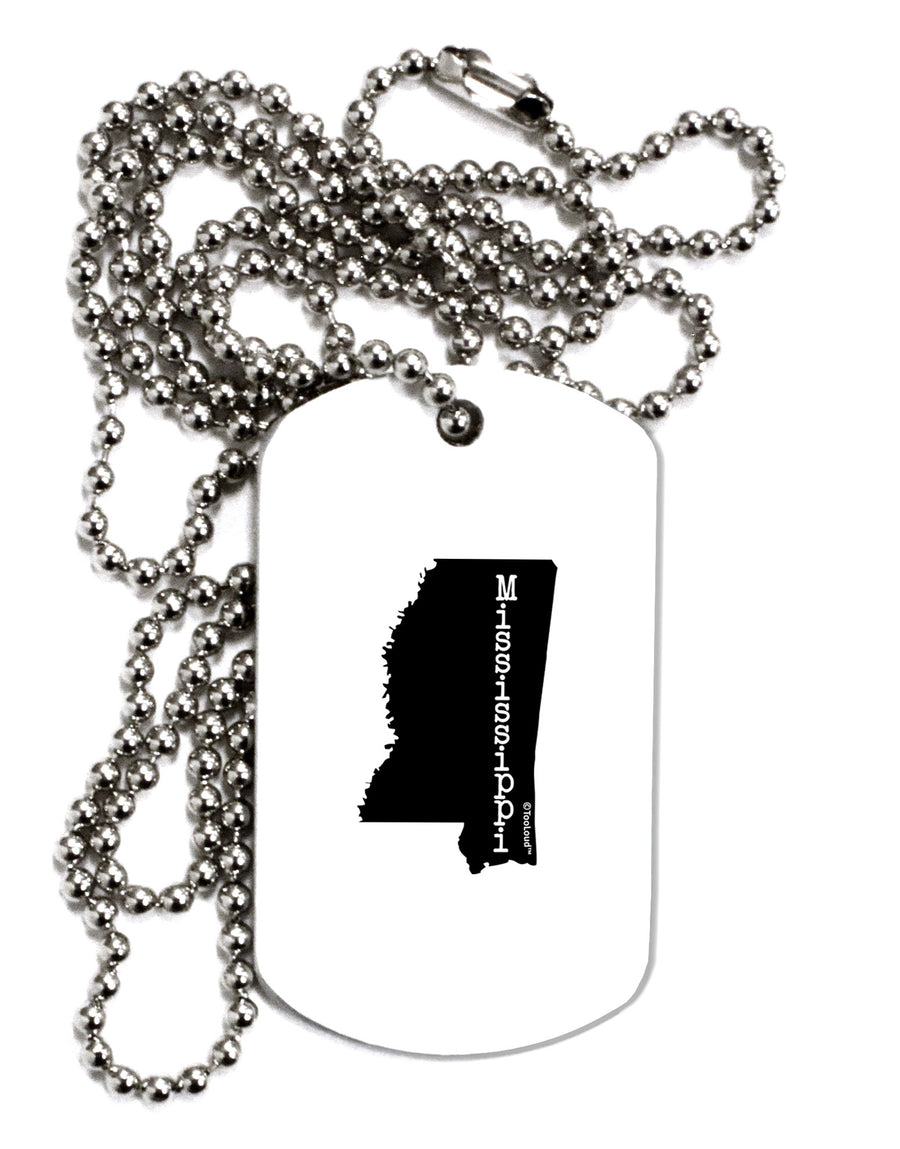 Mississippi - United States Shape Adult Dog Tag Chain Necklace-Dog Tag Necklace-TooLoud-White-Davson Sales