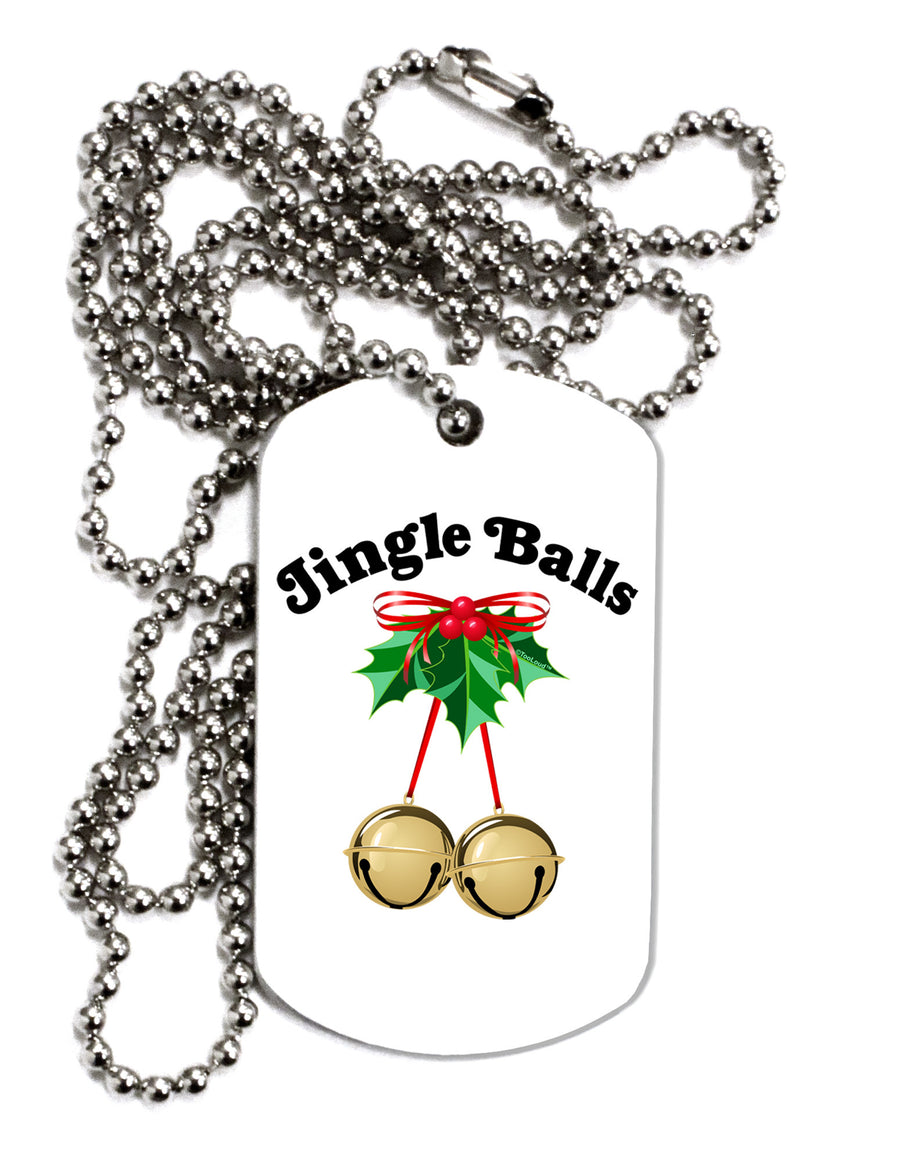 Jingle Balls with Text Adult Dog Tag Chain Necklace-Dog Tag Necklace-TooLoud-White-Davson Sales