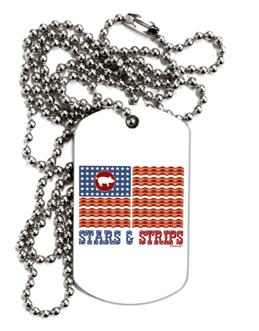 American Bacon Flag - Stars and Strips Adult Dog Tag Chain Necklace-Dog Tag Necklace-TooLoud-White-Davson Sales