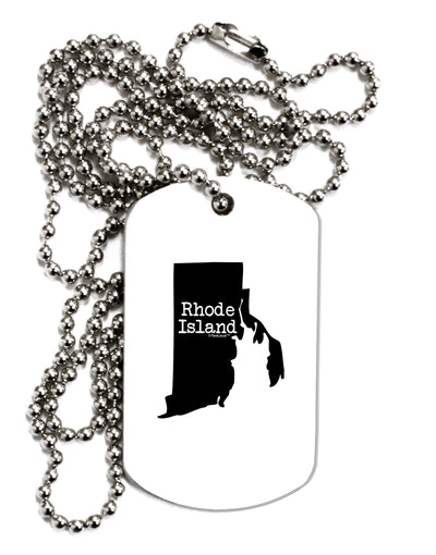 Rhode Island - United States Shape Adult Dog Tag Chain Necklace by TooLoud-Dog Tag Necklace-TooLoud-White-Davson Sales