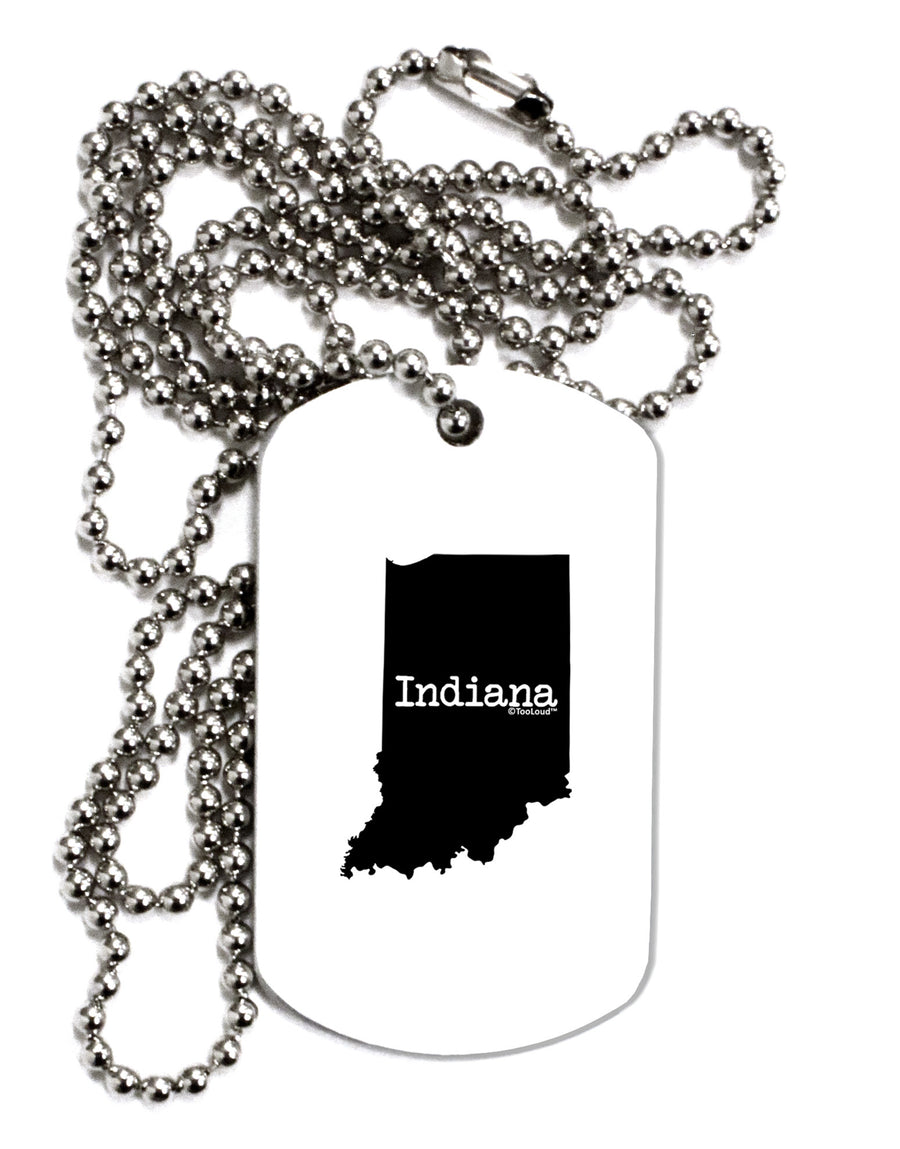 Indiana - United States Shape Adult Dog Tag Chain Necklace-Dog Tag Necklace-TooLoud-White-Davson Sales