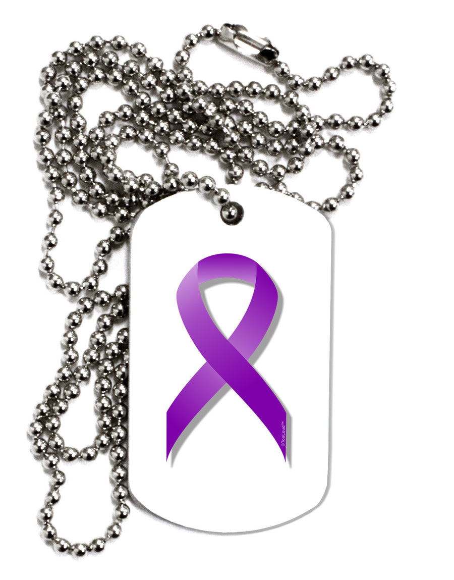 Epilepsy Awareness Ribbon - Purple Adult Dog Tag Chain Necklace-Dog Tag Necklace-TooLoud-White-Davson Sales