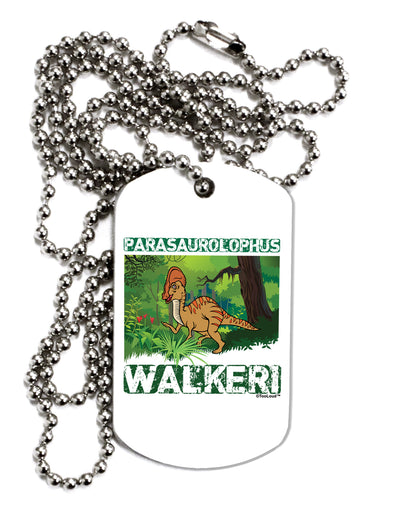 Parasaurolophus Walkeri - With Name Adult Dog Tag Chain Necklace by TooLoud-Dog Tag Necklace-TooLoud-White-Davson Sales