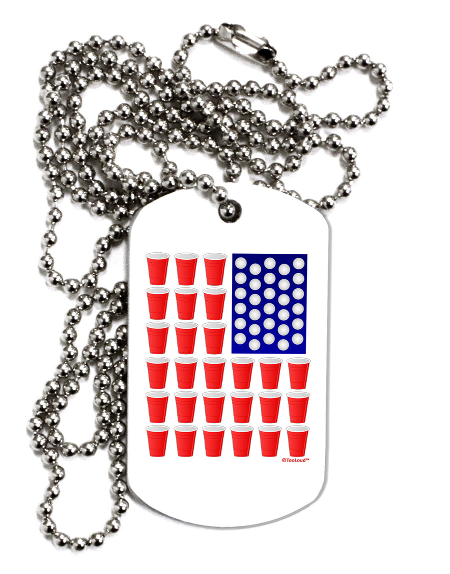 Beer Pong Flag Adult Dog Tag Chain Necklace-Dog Tag Necklace-TooLoud-White-Davson Sales