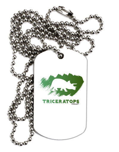 Jurassic Triceratops Design Adult Dog Tag Chain Necklace by TooLoud-Dog Tag Necklace-TooLoud-White-Davson Sales