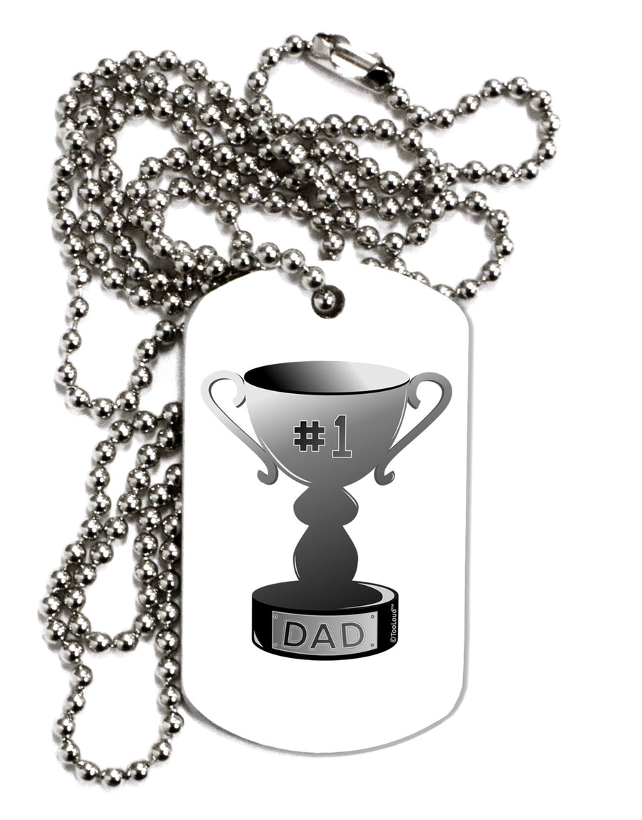 Number One Dad Trophy - Grayscale Adult Dog Tag Chain Necklace by TooLoud-Dog Tag Necklace-TooLoud-White-Davson Sales