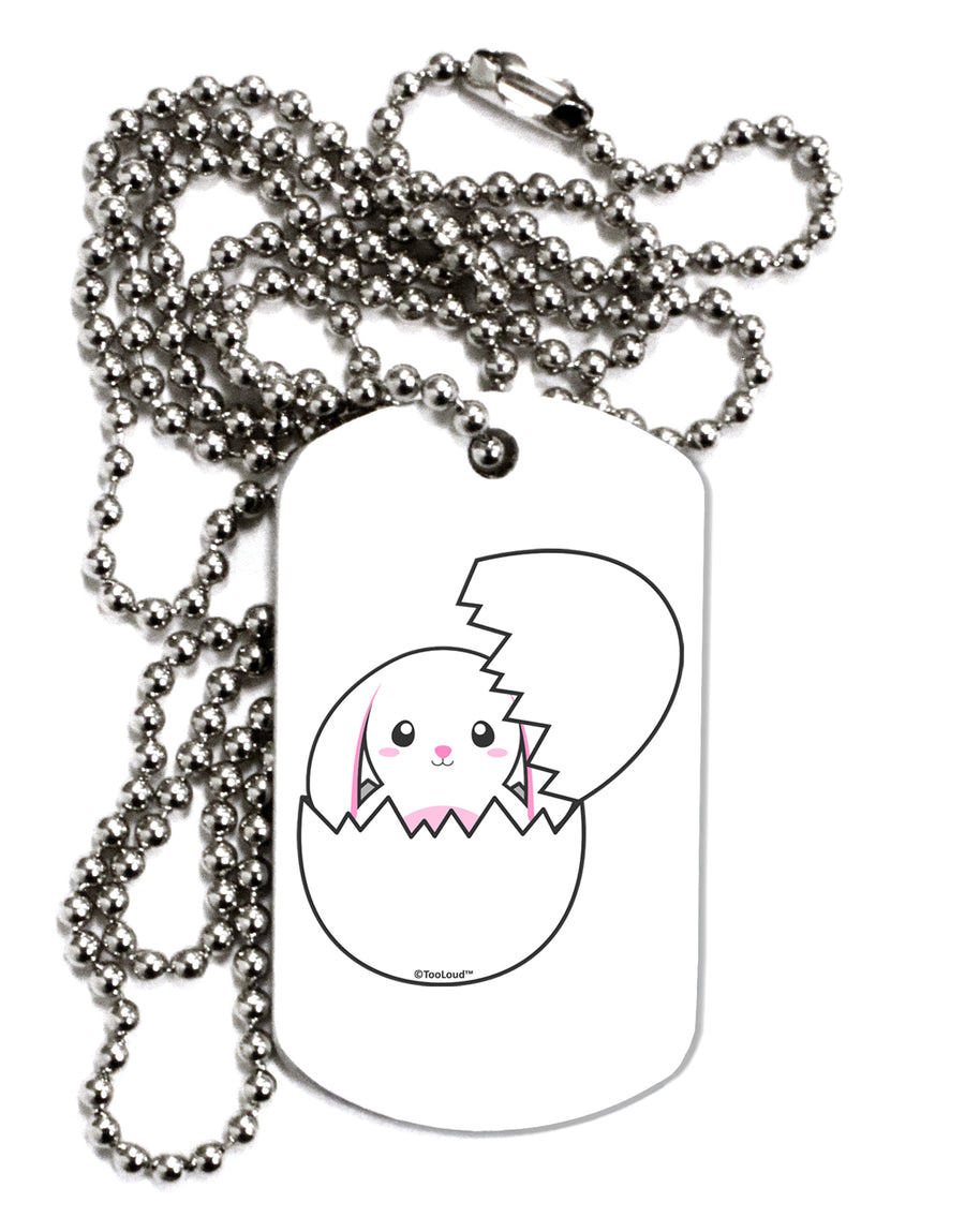 Cute Easter Bunny Hatching Adult Dog Tag Chain Necklace by TooLoud-Dog Tag Necklace-TooLoud-White-Davson Sales