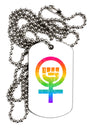 Rainbow Distressed Feminism Symbol Adult Dog Tag Chain Necklace-Dog Tag Necklace-TooLoud-White-Davson Sales