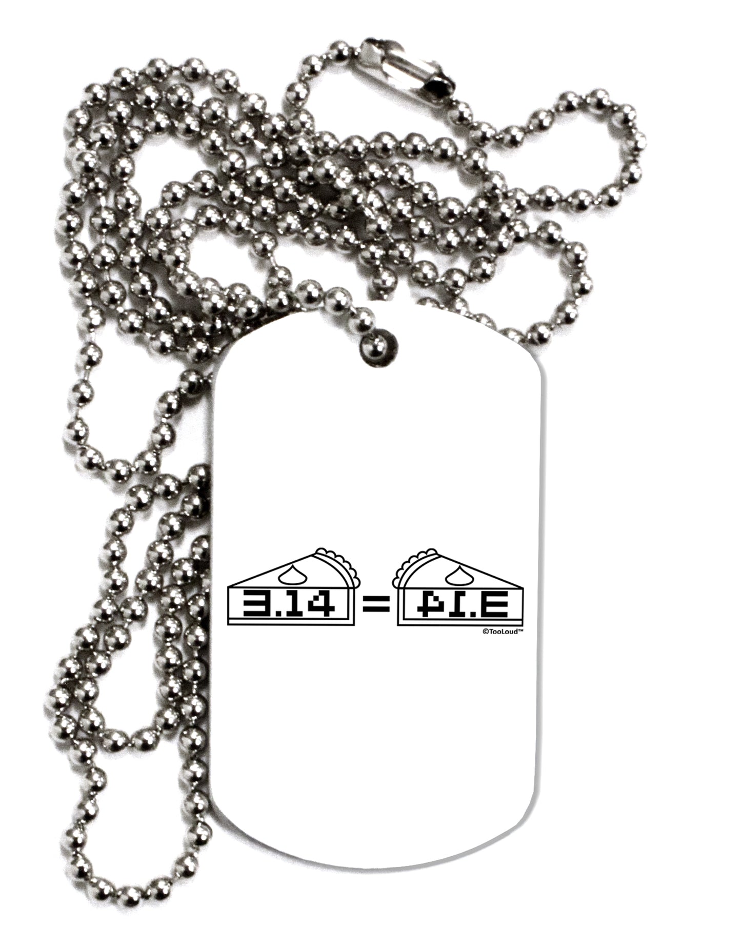 Pi Day Design - 314 Equals Pie Mirrored Pies Adult Dog Tag Chain Necklace by TooLoud-Dog Tag Necklace-TooLoud-White-Davson Sales