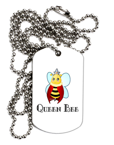 Queen Bee Text Adult Dog Tag Chain Necklace by TooLoud-Dog Tag Necklace-TooLoud-White-Davson Sales